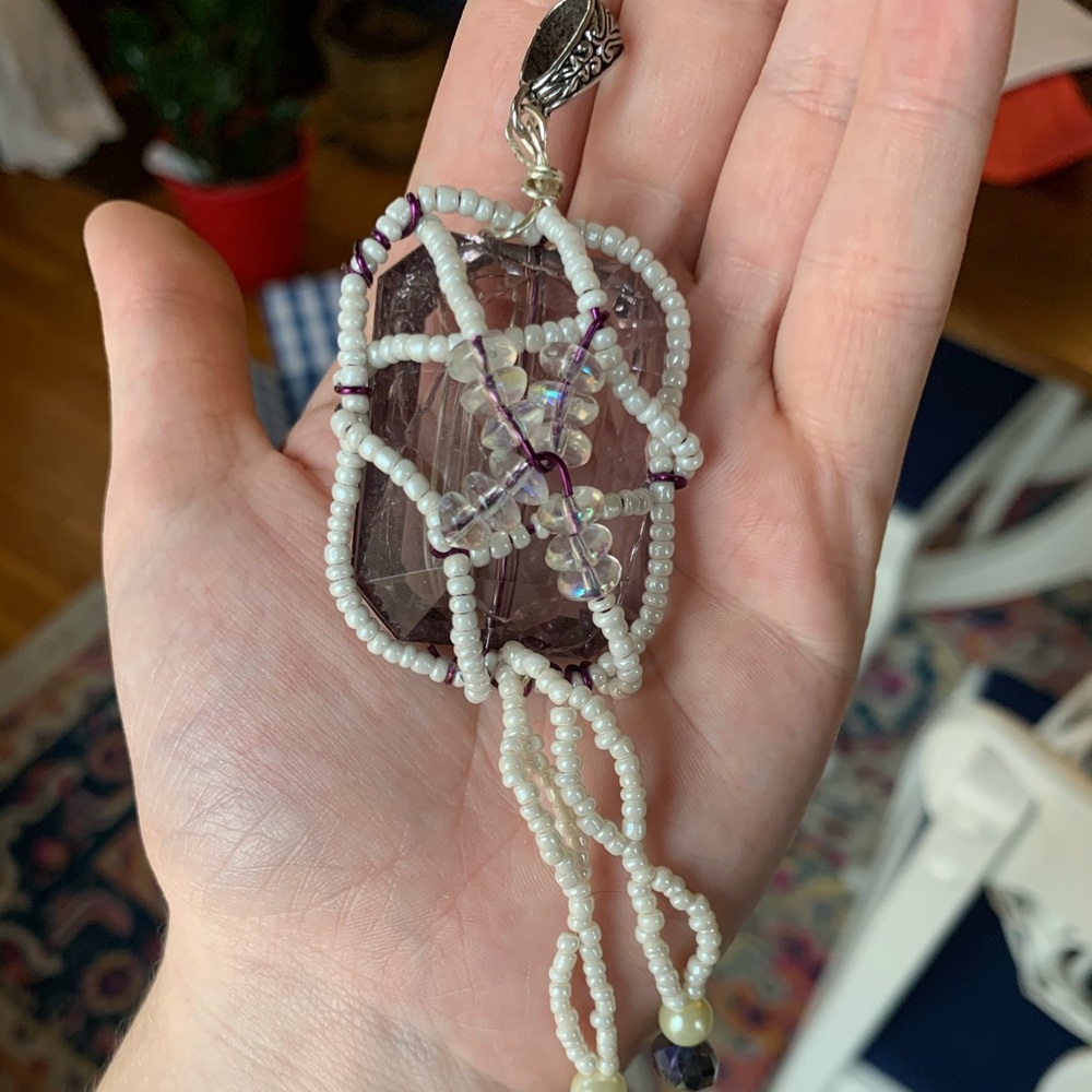 Large amethyst wire wrapped pendant